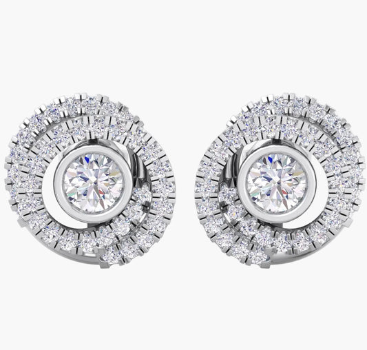 Pair of diamond earrings on a white background