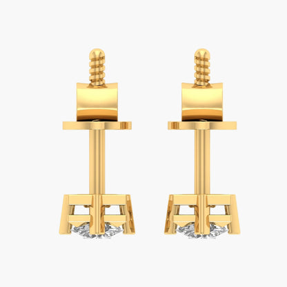 Pair of gold earrings on a white background
