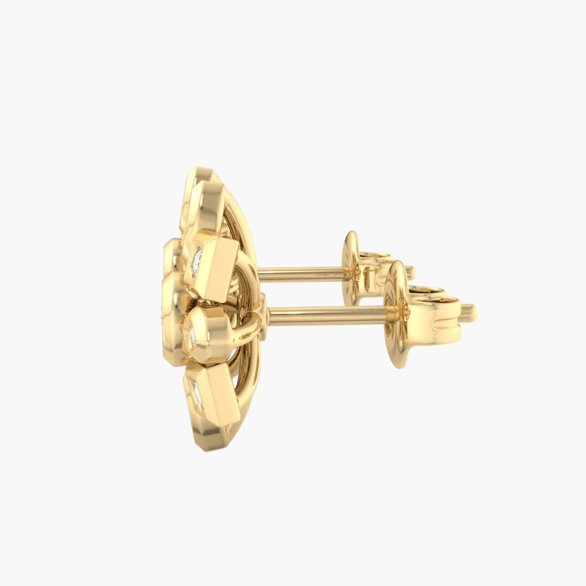 Gold earring on a white background