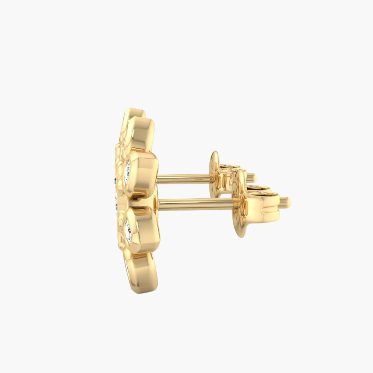Gold earrings on a white background