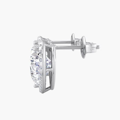 Diamond stud earring on a white background