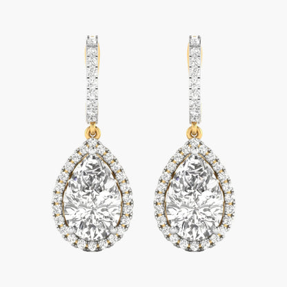 Pair of diamond earrings on a white background