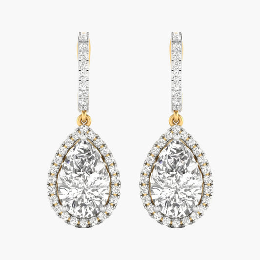Pair of diamond earrings on a white background