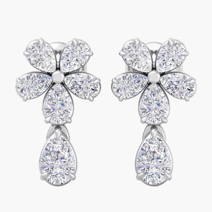 Pair of diamond earrings on a white background