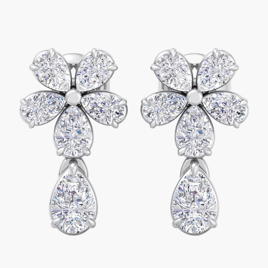 Pair of diamond earrings on a white background