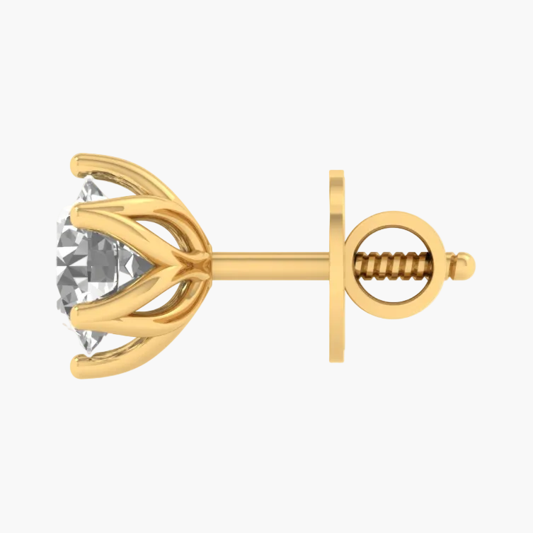 Gold earring displayed on a website with a gray background