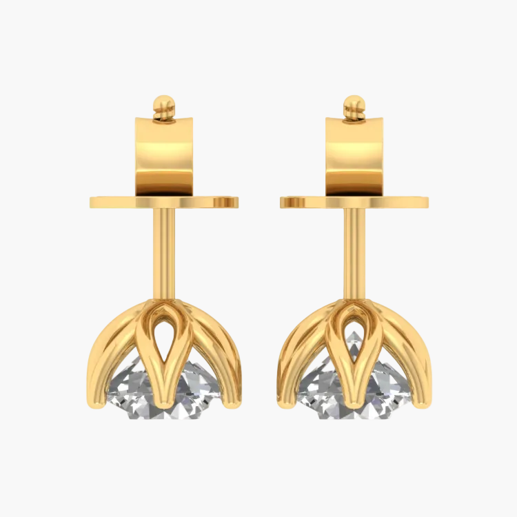 Gold earrings with gemstones displayed on a website interface