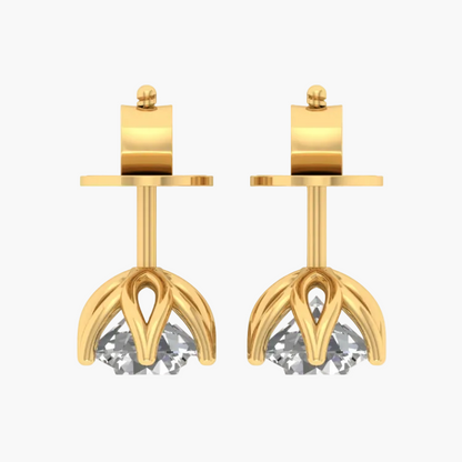 Gold earrings with gemstones displayed on a website interface