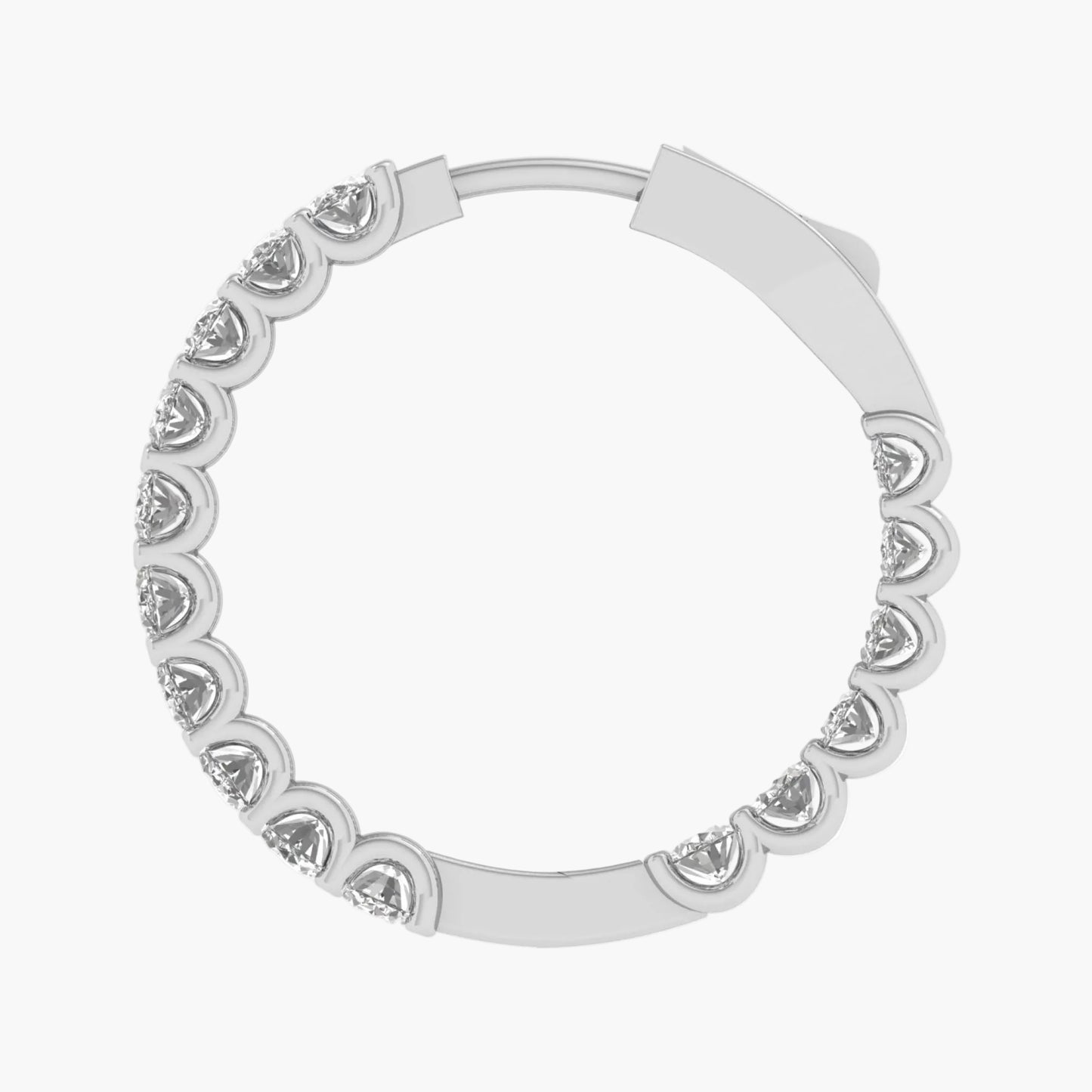 Silver hoop earring with heart-shaped cutout design on a white background