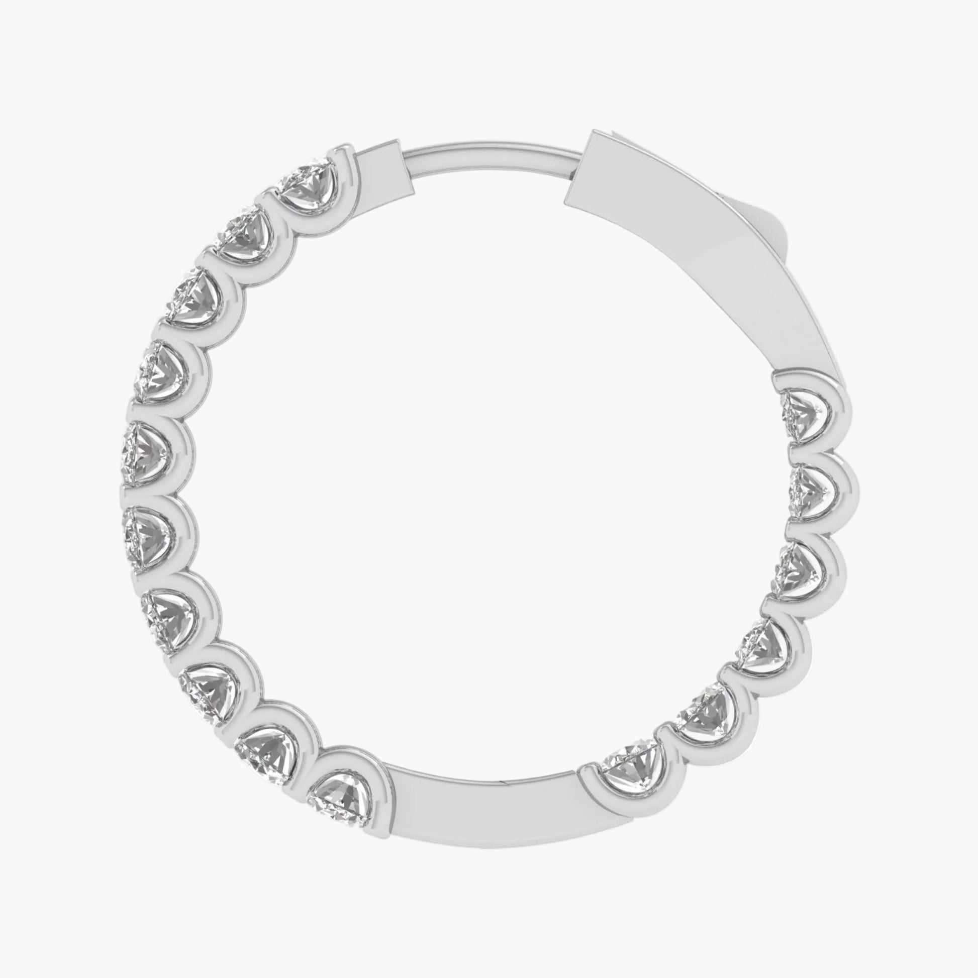 Silver hoop earring with heart-shaped cutout design on a white background