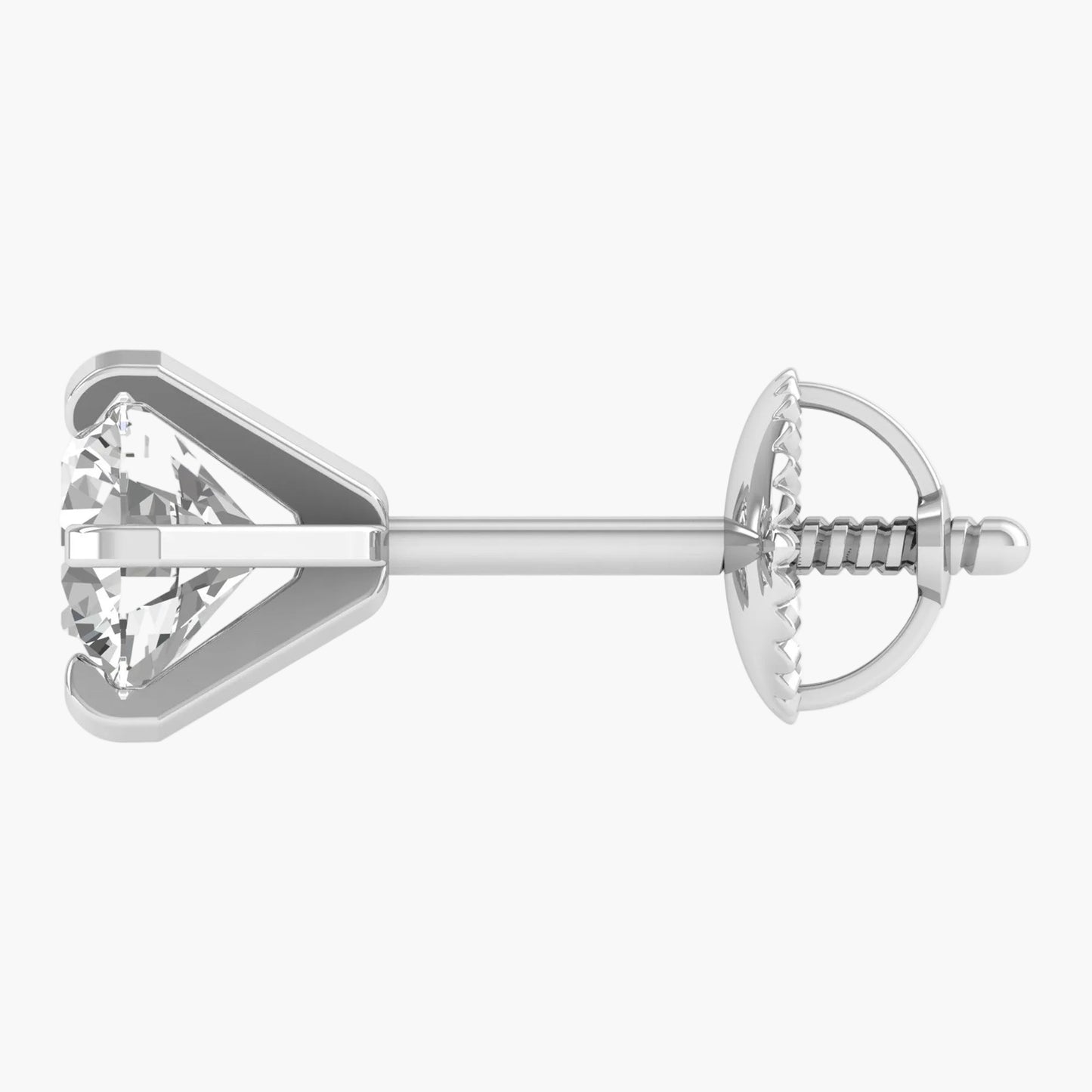 Diamond stud earring on a white background