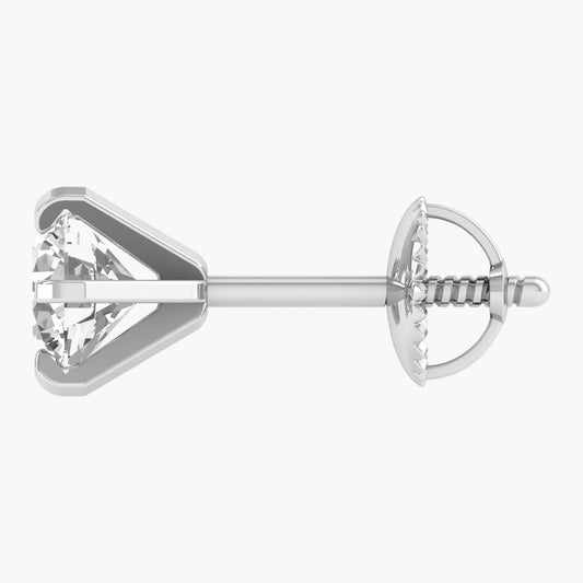 Diamond stud earring on a white background