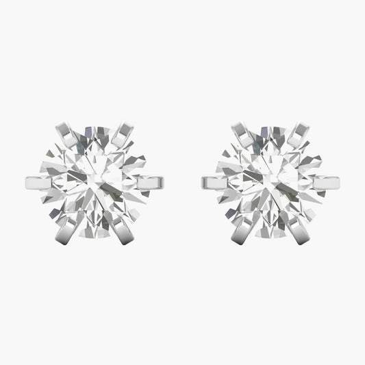 Pair of silver snowflake-shaped earrings on a white background