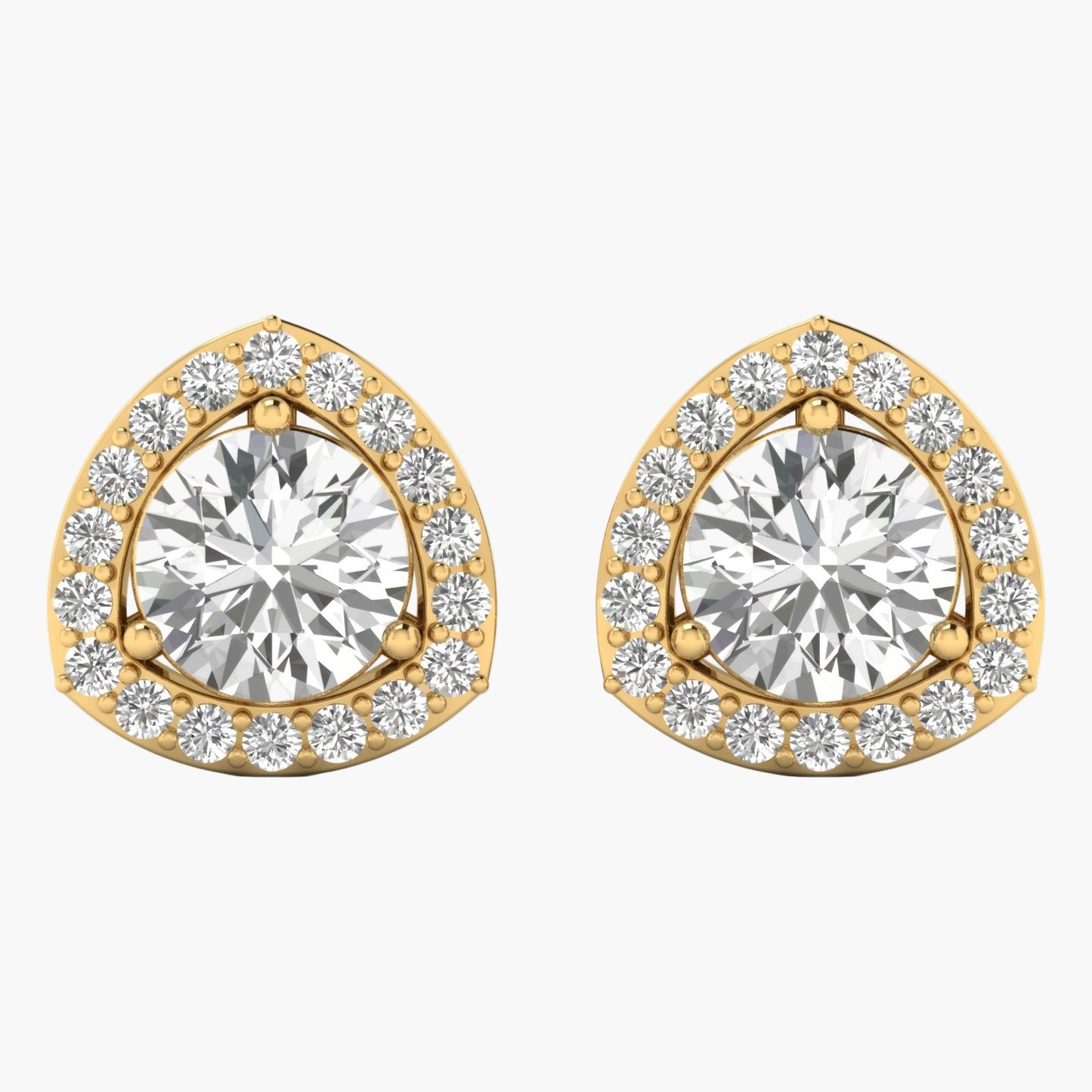Trillion-Shaped Diamond Halo Stud Earrings