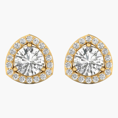 Trillion-Shaped Diamond Halo Stud Earrings