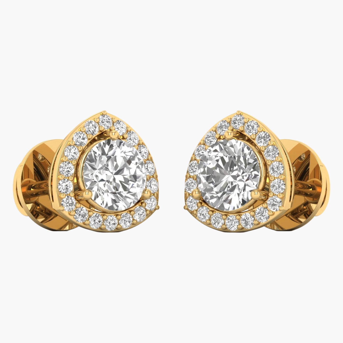 Trillion-Shaped Diamond Halo Stud Earrings