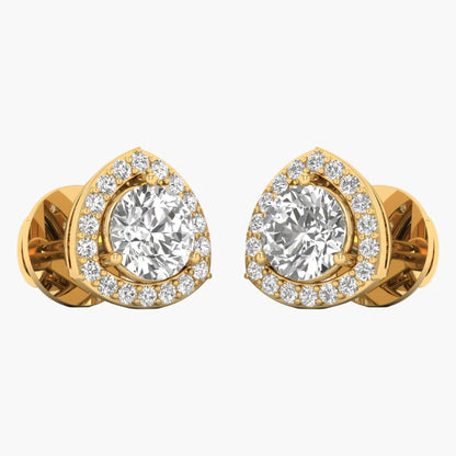 Trillion-Shaped Diamond Halo Stud Earrings