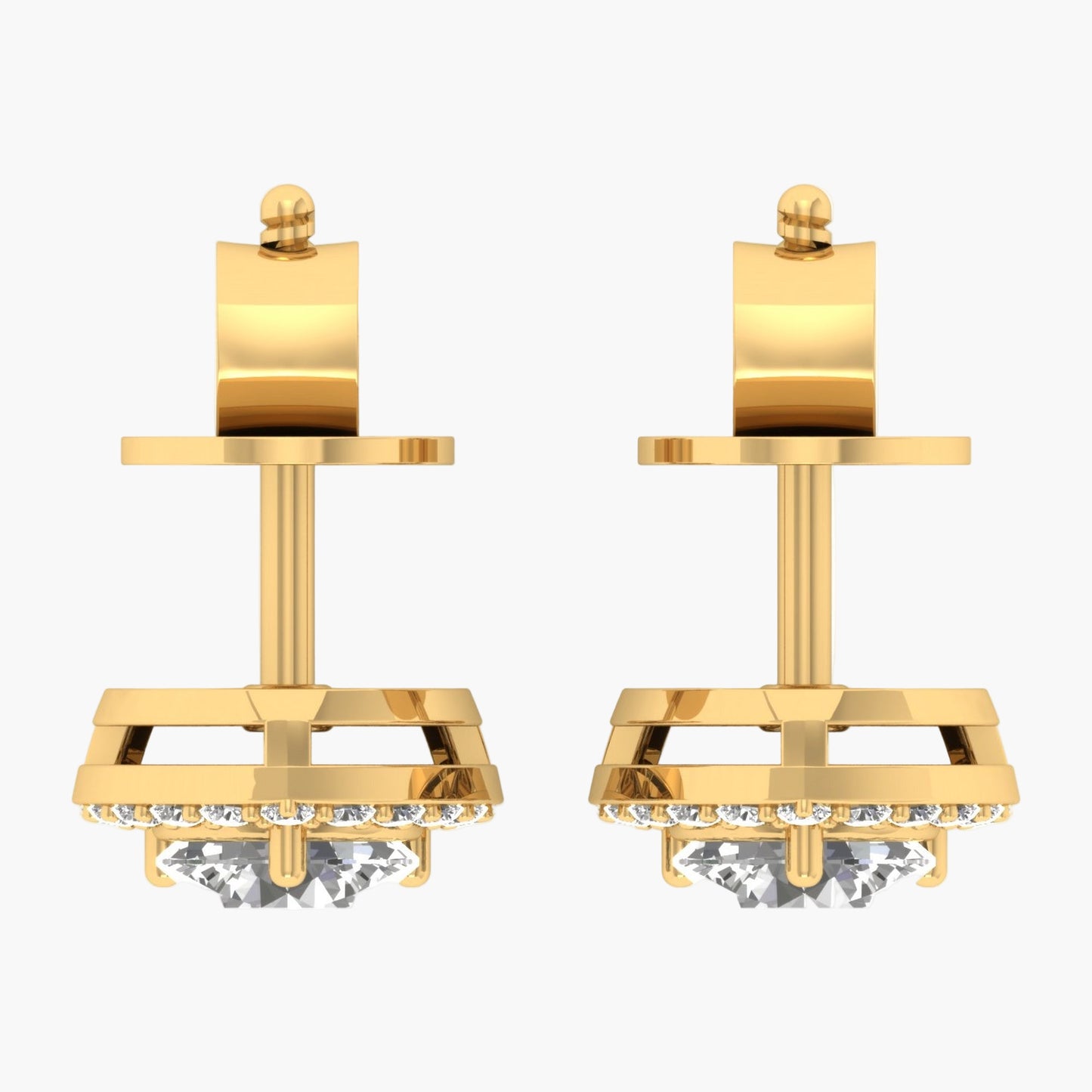 Trillion-Shaped Diamond Halo Stud Earrings