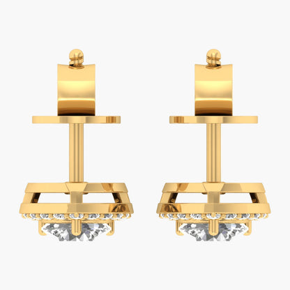 Trillion-Shaped Diamond Halo Stud Earrings