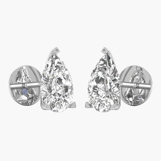Pair of diamond earrings on a white background