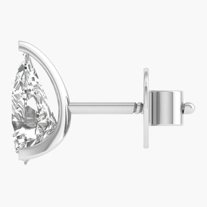 Diamond earring with pear-shaped gemstone on a white background