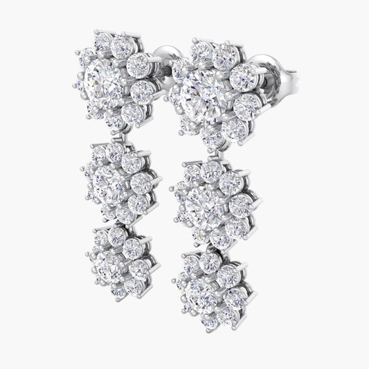 Diamond earrings on a white background