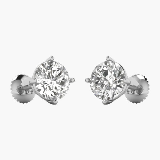 Pair of diamond stud earrings on a white background