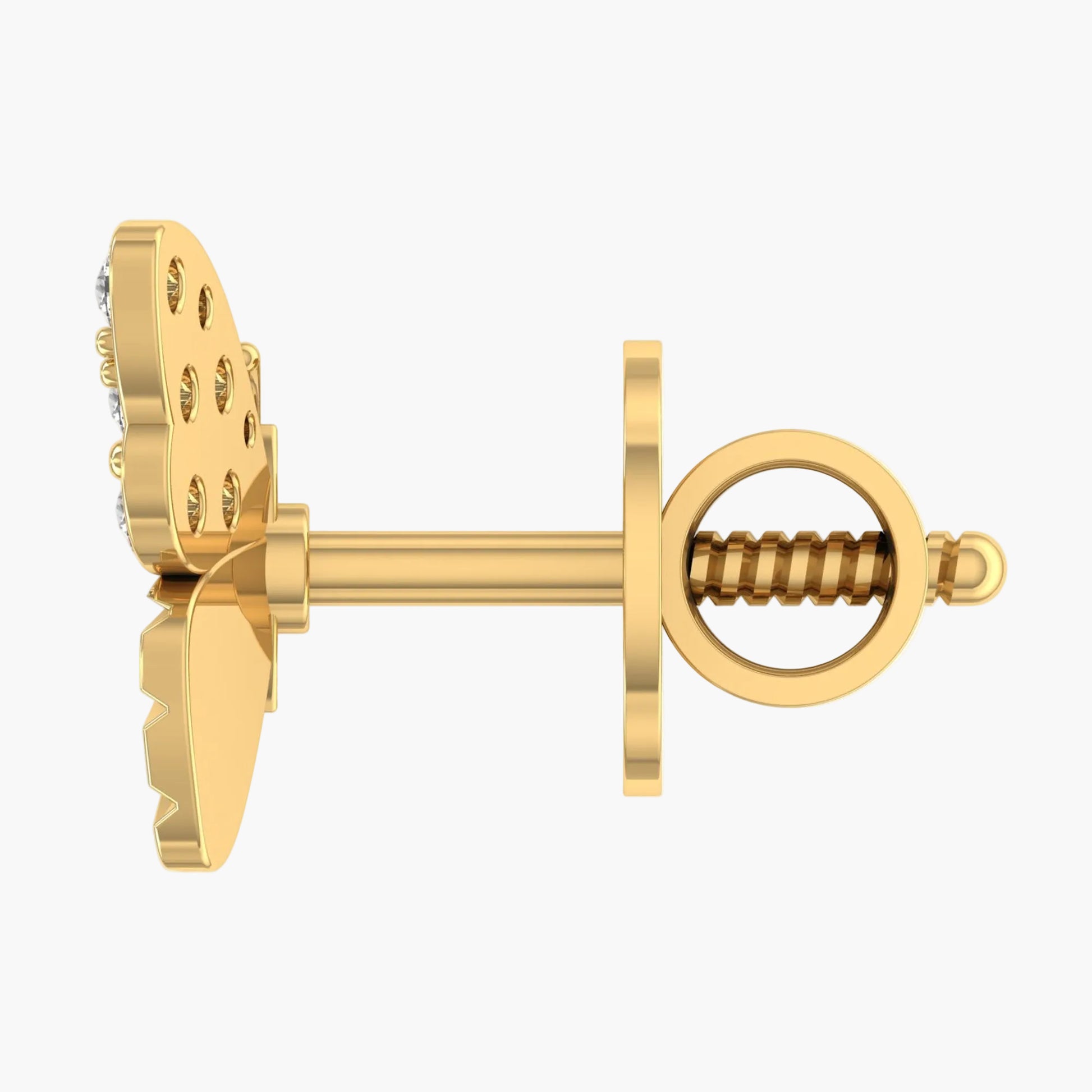 Gold earring on a white background