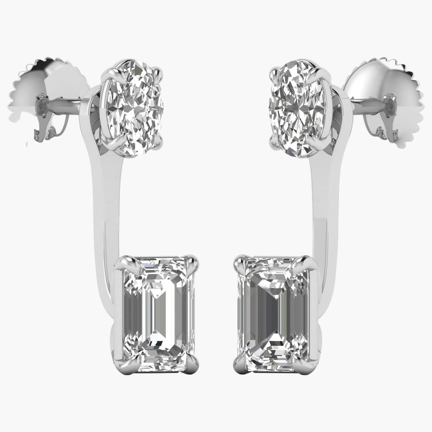 Pair of diamond earrings on a white background