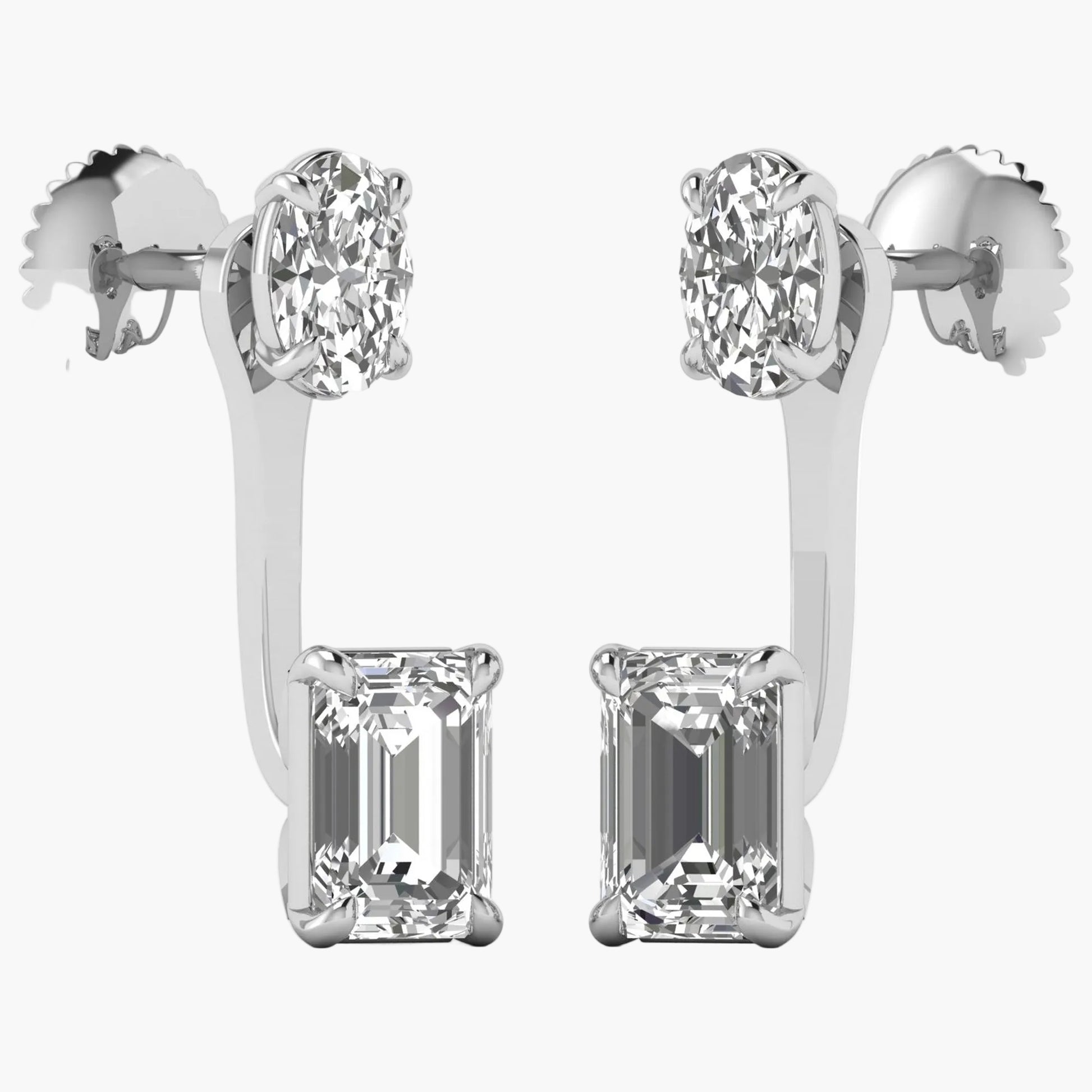 Pair of diamond earrings on a white background