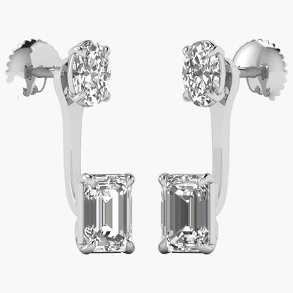 Pair of diamond earrings on a white background