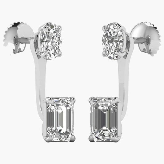 Pair of diamond earrings on a white background