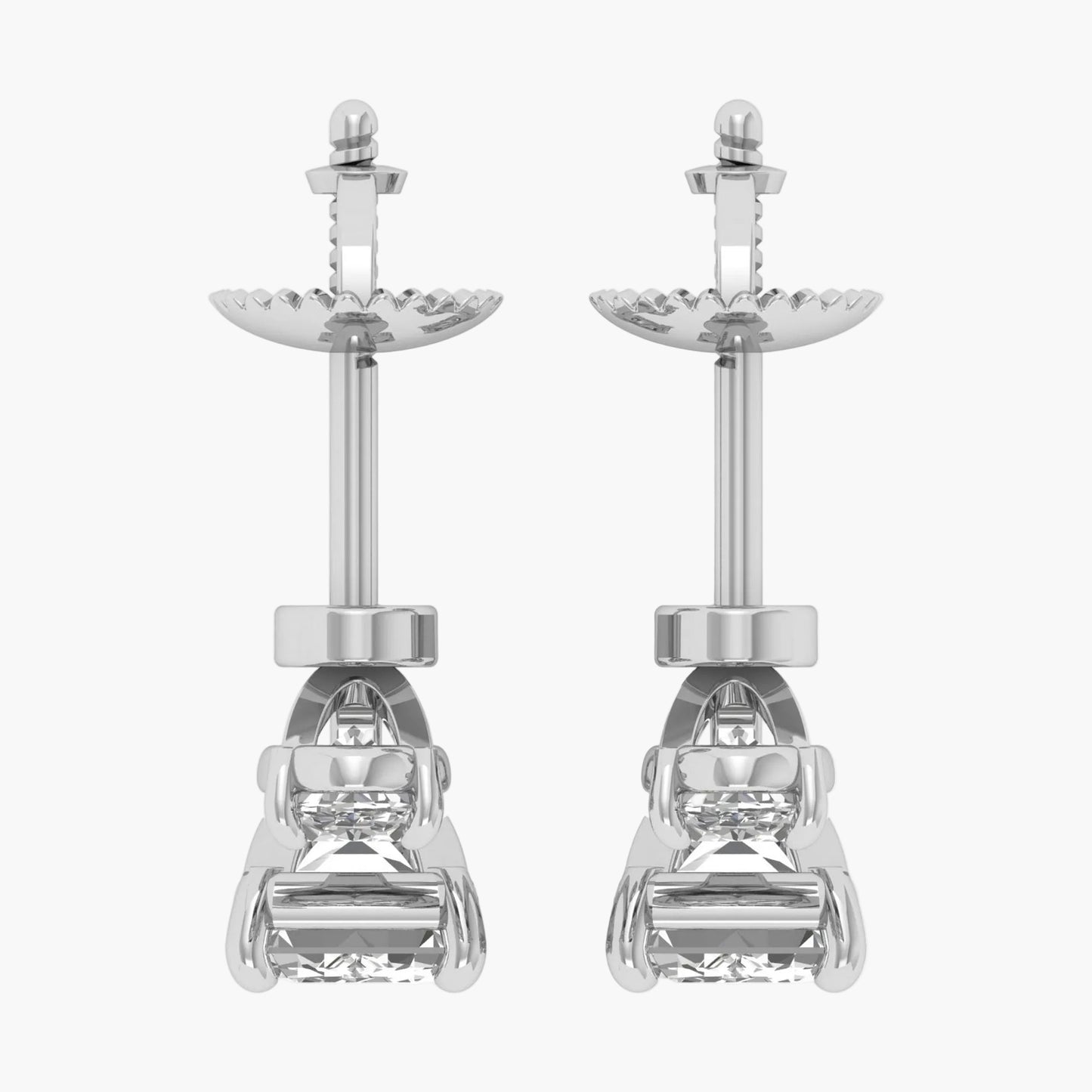 Pair of diamond earrings on a white background