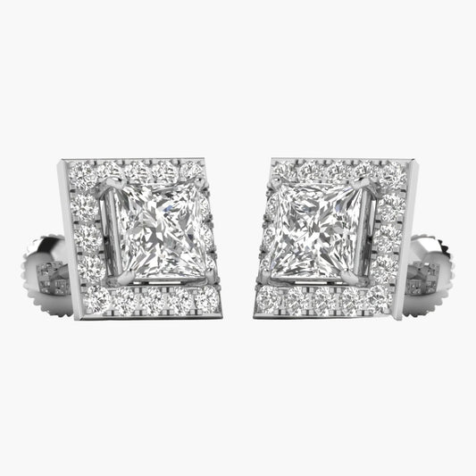 Diamond earrings with a white background