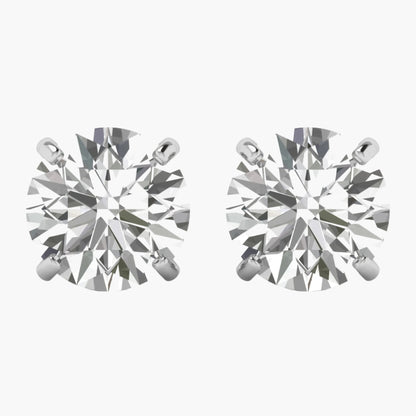 Pair of diamond stud earrings on a white background