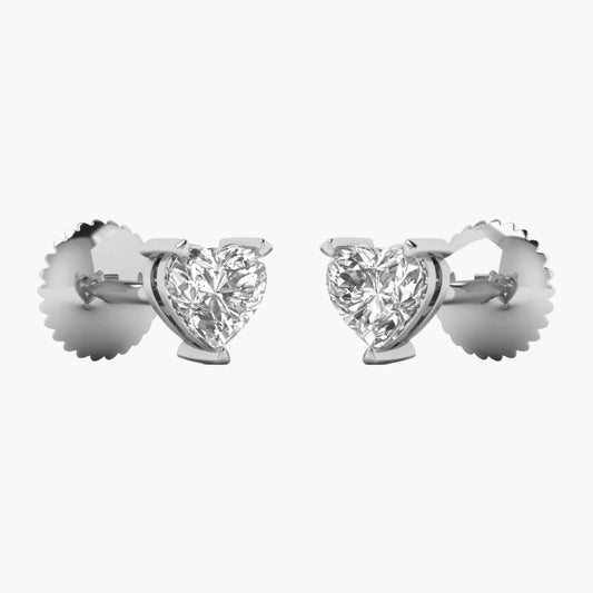 Heart-shaped diamond earrings on a white background