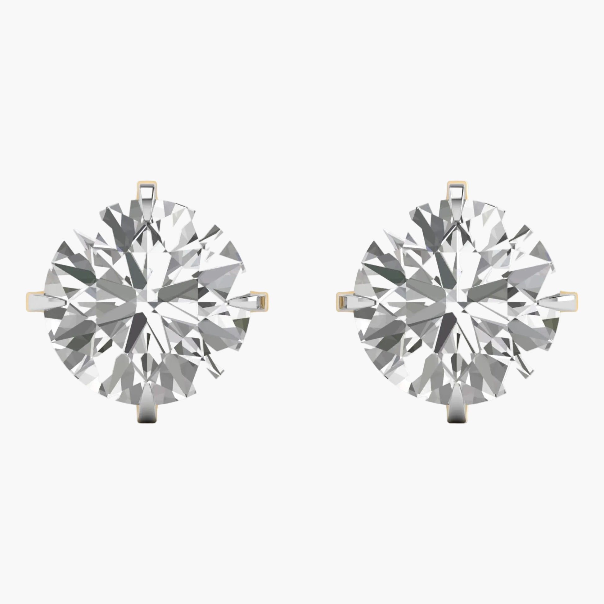 Pair of diamond earrings on a white background