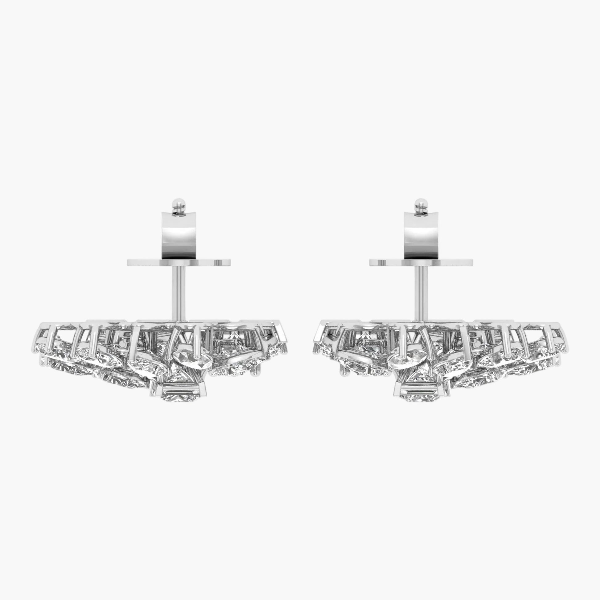 Pair of diamond earrings on a white background