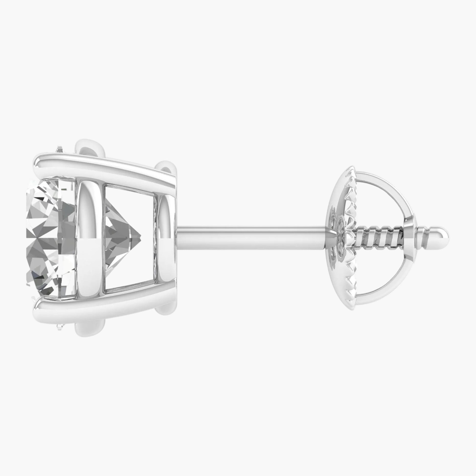 Diamond stud earring on a white background