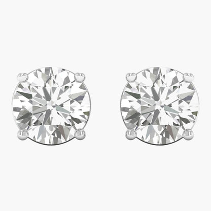 Pair of diamond stud earrings on a white background