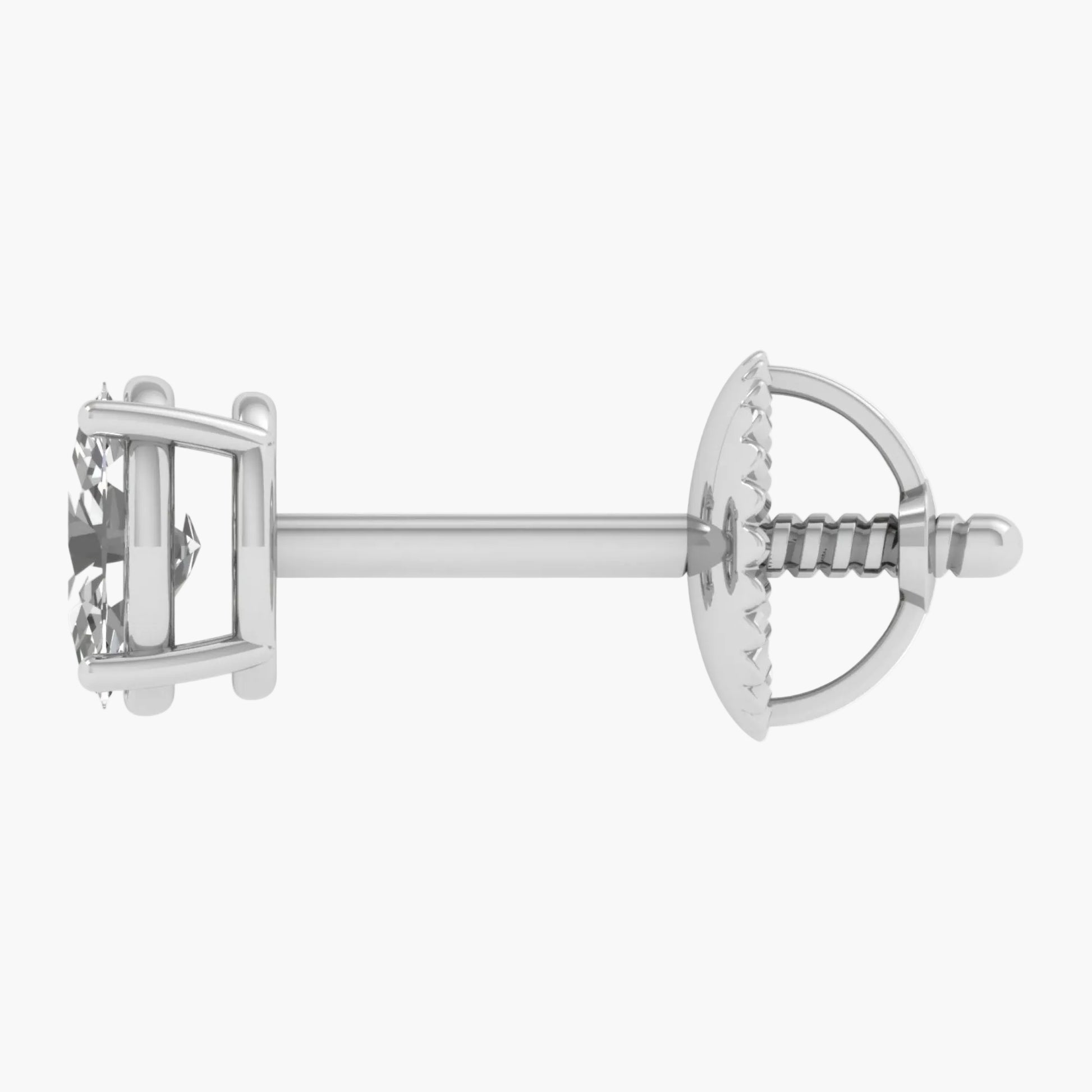 Silver earring on a white background