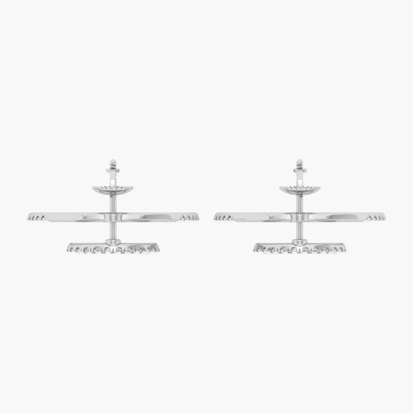 Pair of silver earrings on a white background