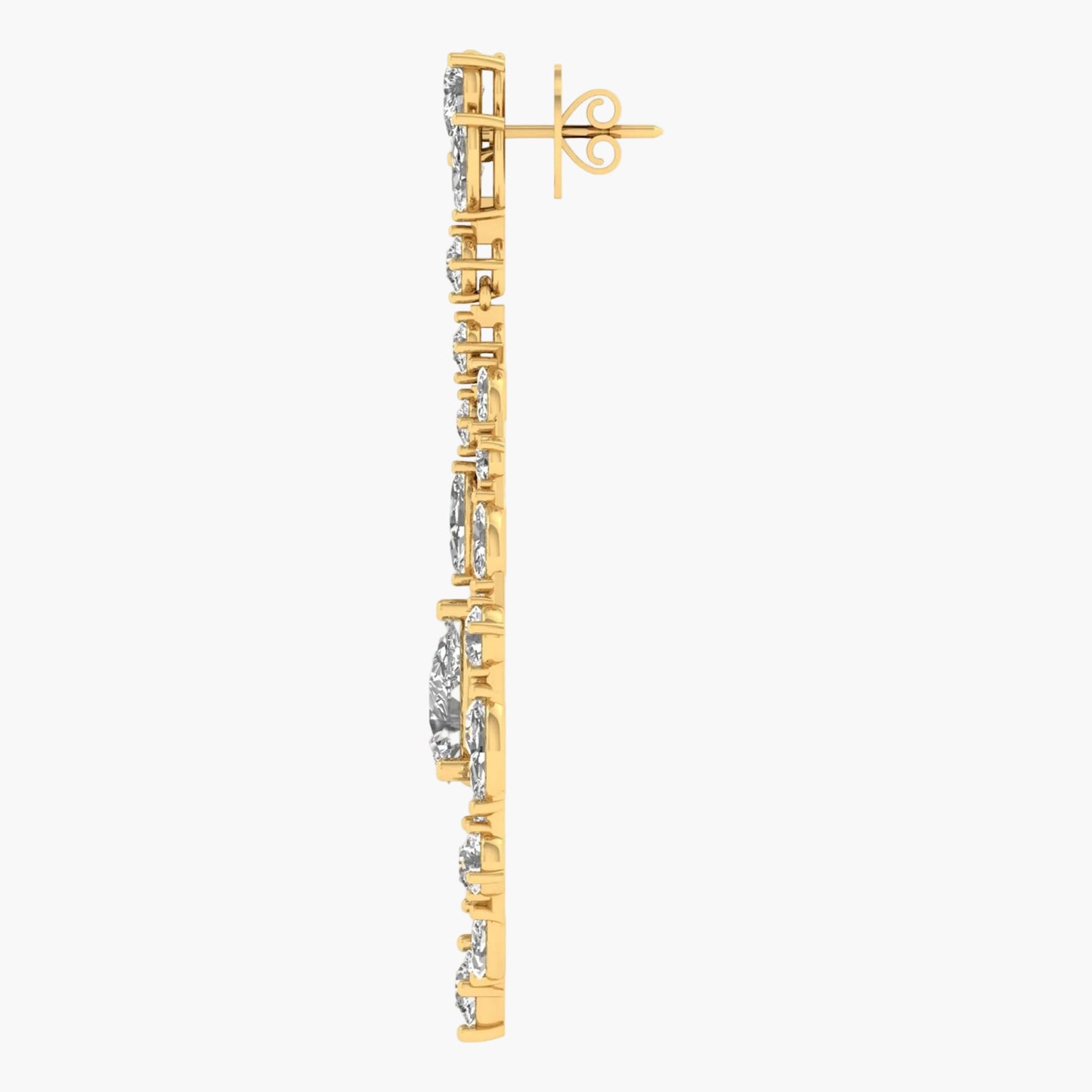 Gold and silver earring on a white background