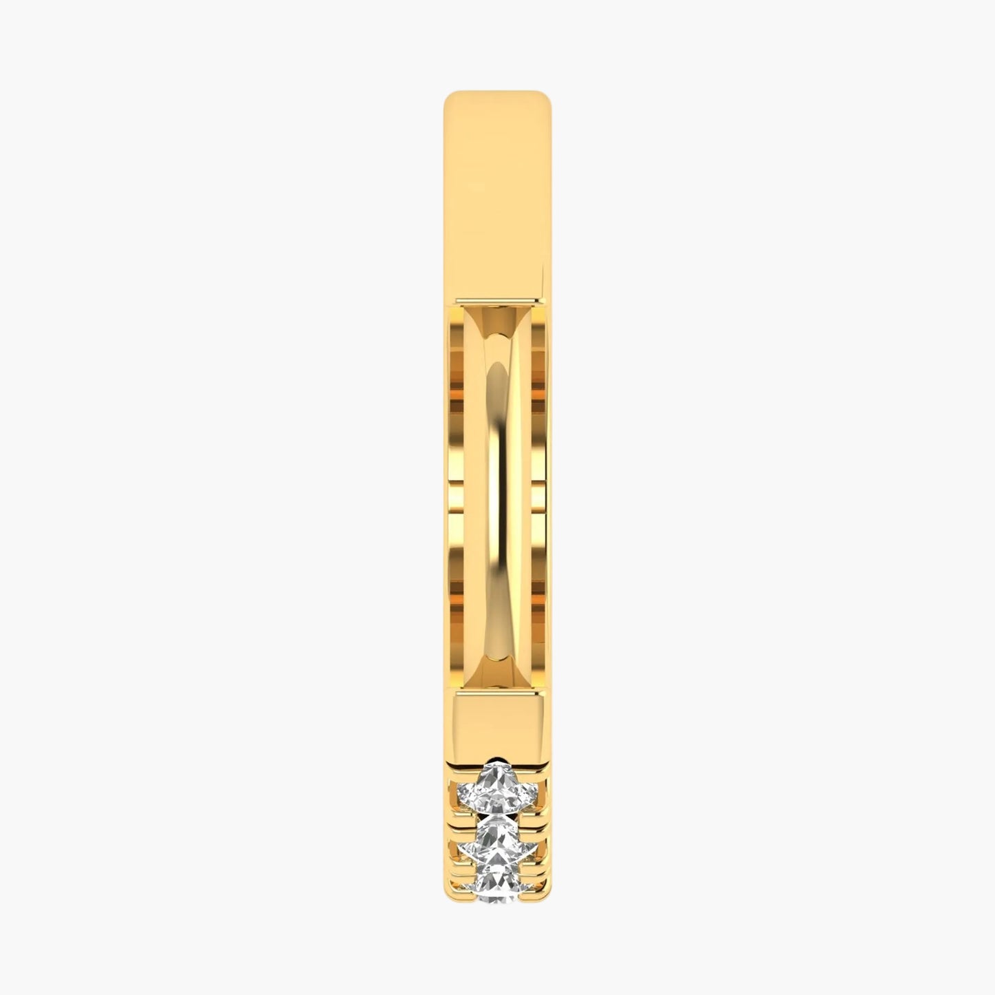 Gold ring with a diamond on a white background