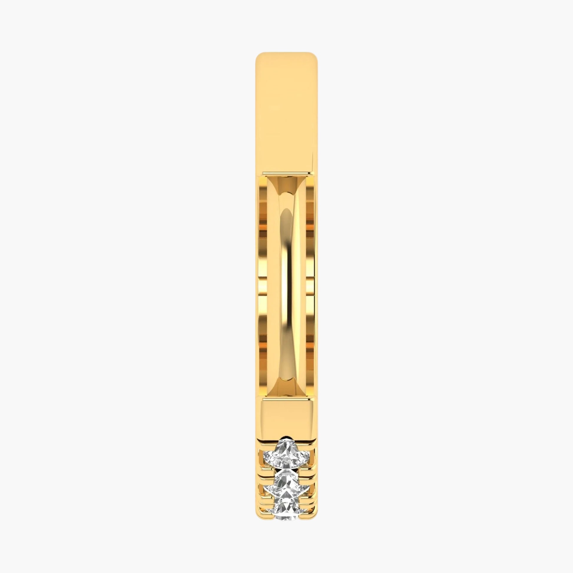 Gold ring with a diamond on a white background