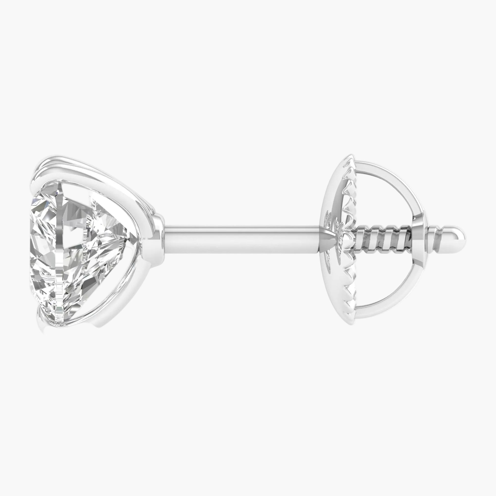 Diamond stud earring with a clear gemstone on a white background