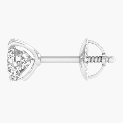 Diamond stud earring with a clear gemstone on a white background