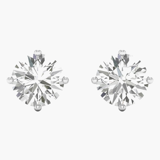 Pair of diamond stud earrings on a white background