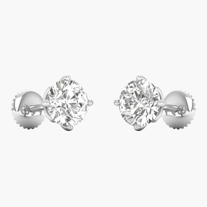 Pair of diamond stud earrings on a white background
