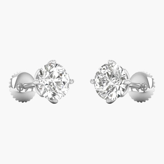Pair of diamond stud earrings on a white background